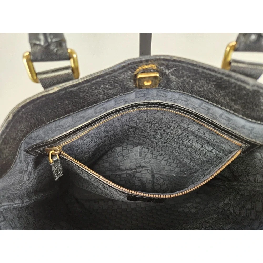 AUTHENTIC Gucci Black Pebbled Leather Flat Tote Bag Medium‎ Vertical Shopper